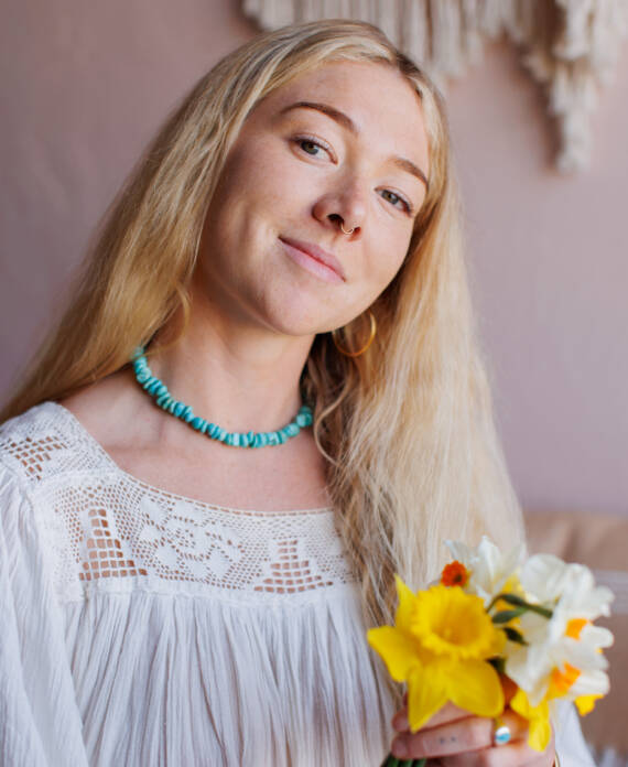 woman with flowers